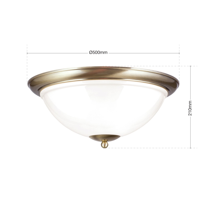 Stropné svietidlo AUSTRIAN OLD LAMP 3xE27/60W/230V pr. 50 cm bronz/biela