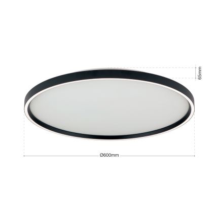 LED Stmievateľné stropné svietidlo MASCA LED/47W/230V 2700/3350/4000K pr. 60 cm čierna
