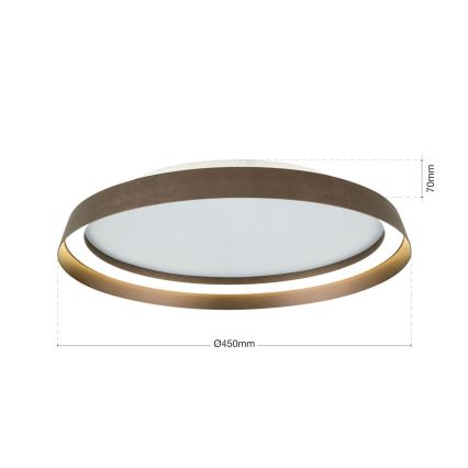 LED Stmievateľné stropné svietidlo MANTA LED/38W/230V 2700/3000/4000K pr. 45 cm hnedá