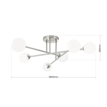 Prisadený luster SNOWWHITE 6xG9/20W/230V pr. 84 cm matný chróm