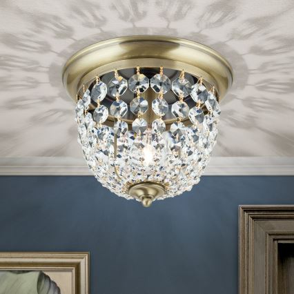 Krištáľové stropné svietidlo PLAFOND 1xE27/40W/230V pr. 26 cm bronz