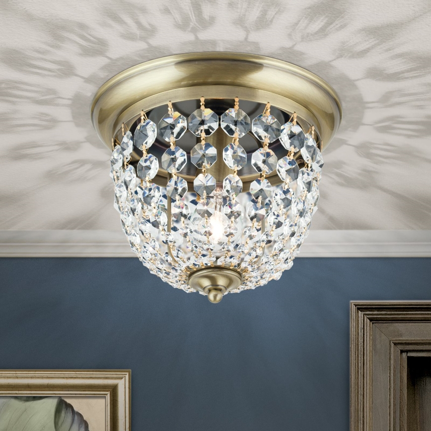 Krištáľové stropné svietidlo PLAFOND 1xE27/40W/230V pr. 26 cm bronz