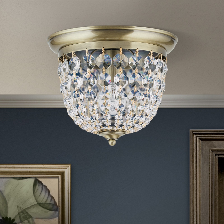 Krištáľové stropné svietidlo PLAFOND 1xE27/40W/230V pr. 26 cm bronz