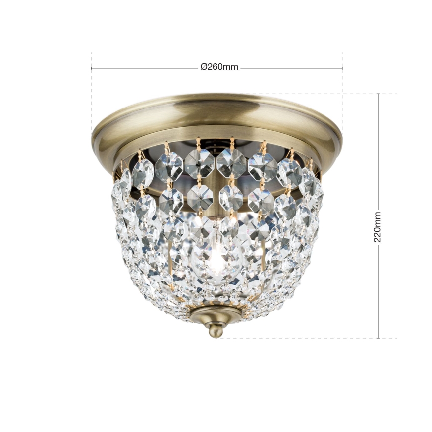 Krištáľové stropné svietidlo PLAFOND 1xE27/40W/230V pr. 26 cm bronz