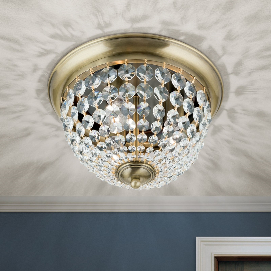Krištáľové stropné svietidlo PLAFOND 3xE27/40W/230V pr. 35 cm bronz