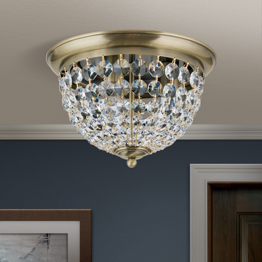 Krištáľové stropné svietidlo PLAFOND 3xE27/40W/230V pr. 35 cm bronz