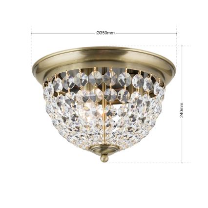 Krištáľové stropné svietidlo PLAFOND 3xE27/40W/230V pr. 35 cm bronz