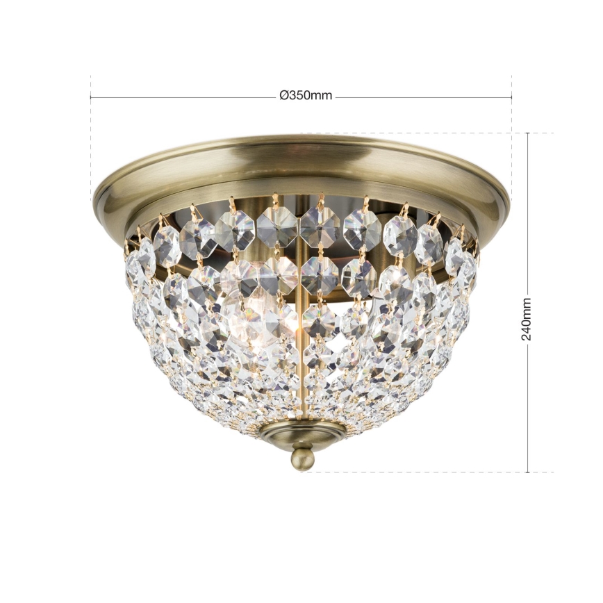 Krištáľové stropné svietidlo PLAFOND 3xE27/40W/230V pr. 35 cm bronz