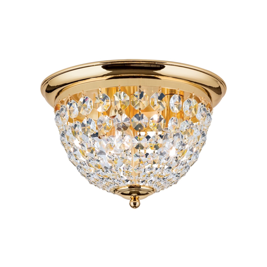 Krištáľové stropné svietidlo PLAFOND 3xE27/40W/230V pr. 35 cm zlatá