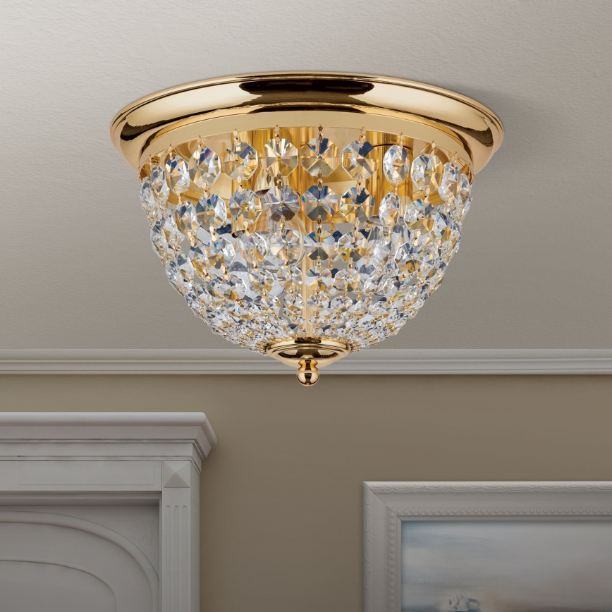 Krištáľové stropné svietidlo PLAFOND 3xE27/40W/230V pr. 35 cm zlatá