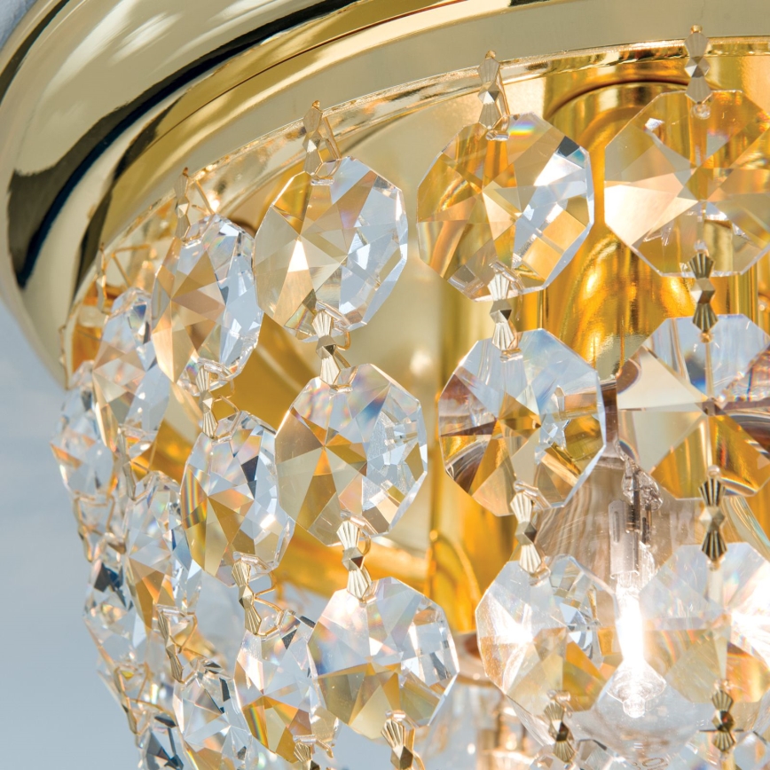 Krištáľové stropné svietidlo PLAFOND 3xE27/40W/230V pr. 35 cm zlatá