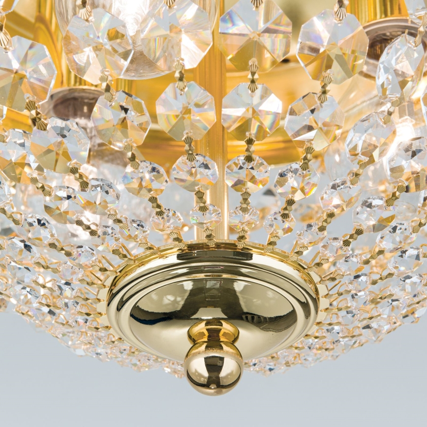 Krištáľové stropné svietidlo PLAFOND 3xE27/40W/230V pr. 35 cm zlatá