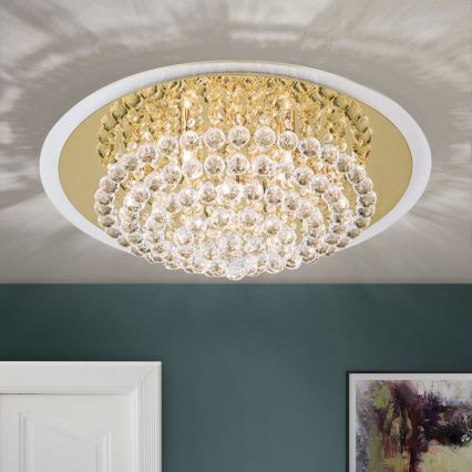 Krištáľové stropné svietidlo GLORIA 9xG9/40W/230V pr. 62 cm zlatá