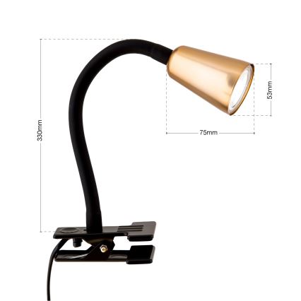 Flexibilná stolová lampa s klipom DOTTY 1xGU10/10W/230V mosadz/čierna