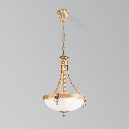 Luster na reťazi ROCCA 3xE27/60W/230V pr. 32 cm bronz/biela