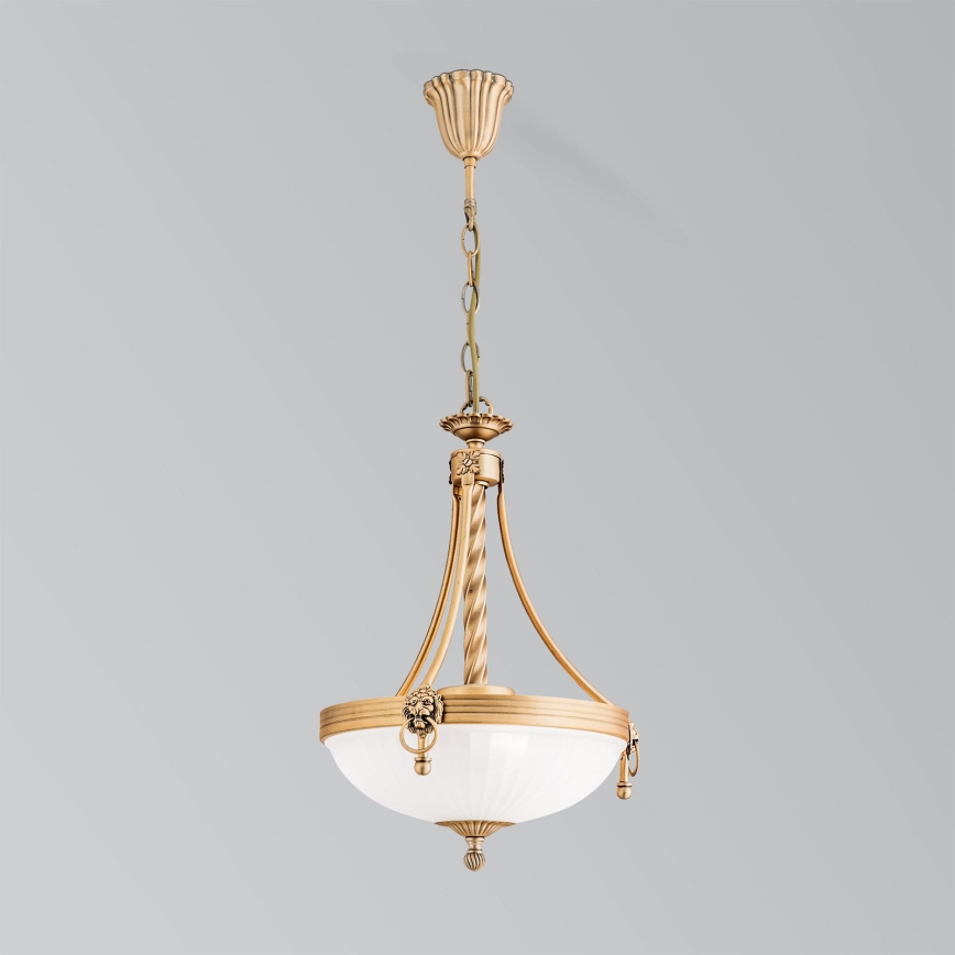 Luster na reťazi ROCCA 3xE27/60W/230V pr. 32 cm bronz/biela