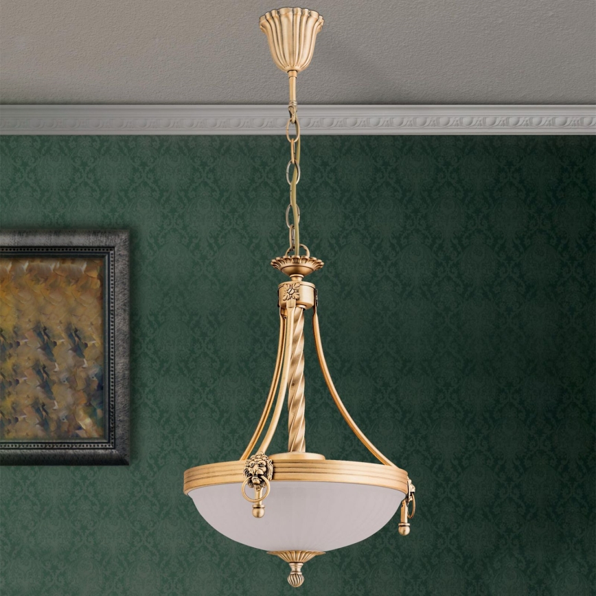 Luster na reťazi ROCCA 3xE27/60W/230V pr. 32 cm bronz/biela