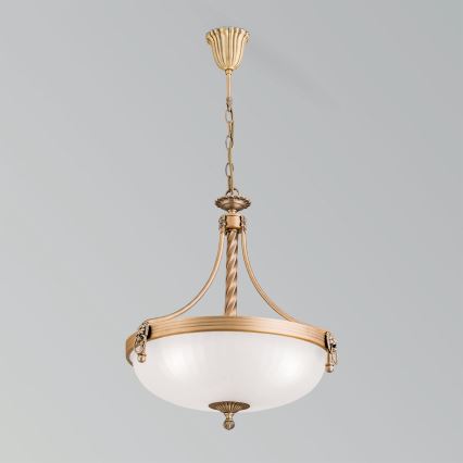 Luster na reťazi ROCCA 3xE27/60W/230V pr. 42 cm bronz/biela