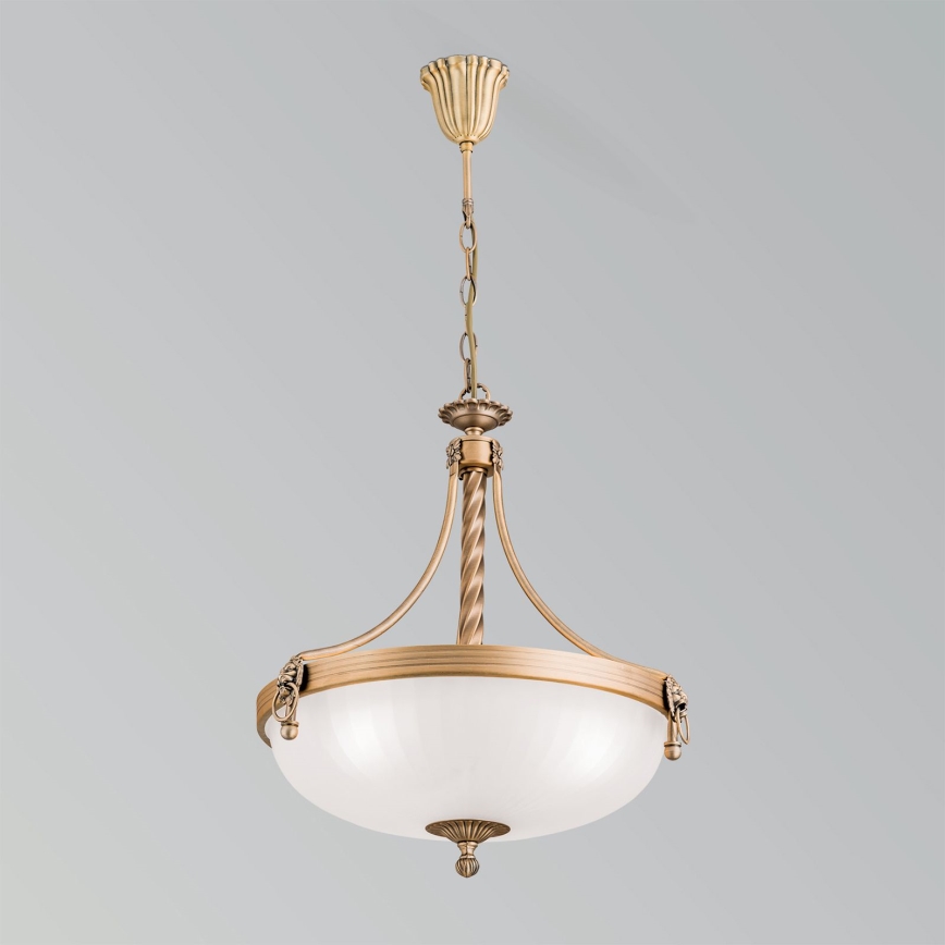 Luster na reťazi ROCCA 3xE27/60W/230V pr. 42 cm bronz/biela