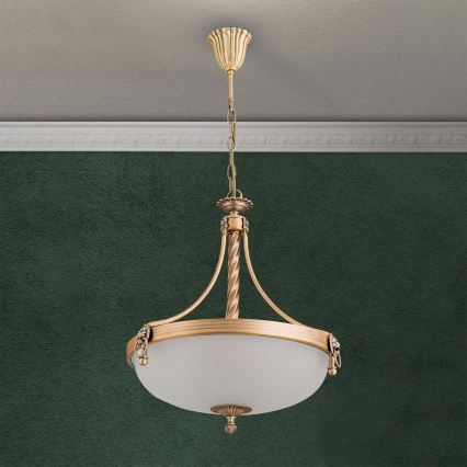 Luster na reťazi ROCCA 3xE27/60W/230V pr. 42 cm bronz/biela