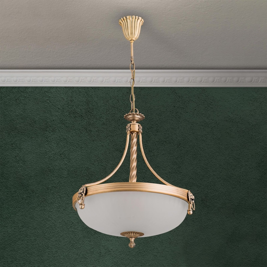 Luster na reťazi ROCCA 3xE27/60W/230V pr. 42 cm bronz/biela