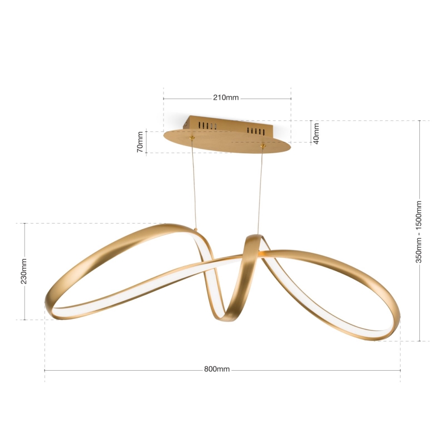 LED Stmievateľný luster na lanku CIRCUS LED/36W/230V zlatá