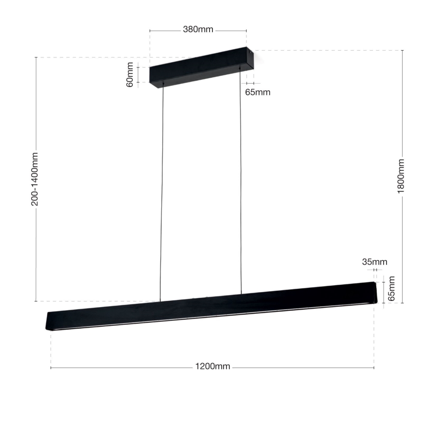 LED Stmievateľný luster na lanku TARA LED/44W/230V 2700/3800/4500/5700K čierna
