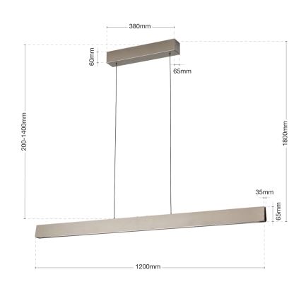 LED Stmievateľný luster na lanku TARA LED/44W/230V 2700/3800/4500/5700K matný chróm
