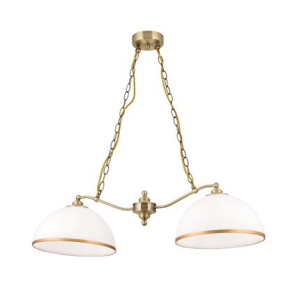 Luster na reťazi OLD LAMP 2xE27/40W/230V biela/mosadz