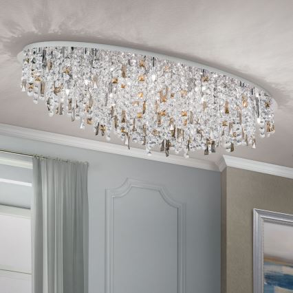 Krištáľové stropné svietidlo CRYSTALRIVER 21xG9/40W/230V lesklý chróm