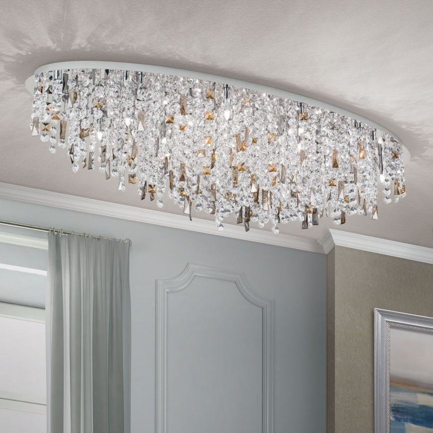 Krištáľové stropné svietidlo CRYSTALRIVER 21xG9/40W/230V lesklý chróm