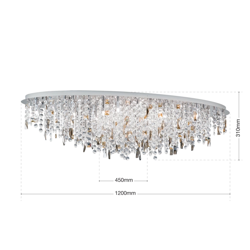 Krištáľové stropné svietidlo CRYSTALRIVER 21xG9/40W/230V lesklý chróm