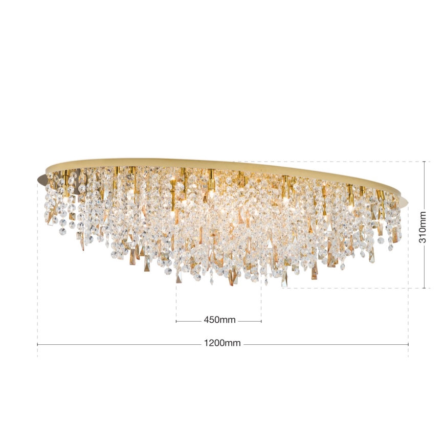 Krištáľové stropné svietidlo CRYSTALRIVER 21xG9/40W/230V zlatá