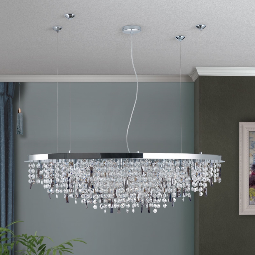 Krištáľový luster na lanku CRYSTALRIVER 21xG9/40W/230V lesklý chróm
