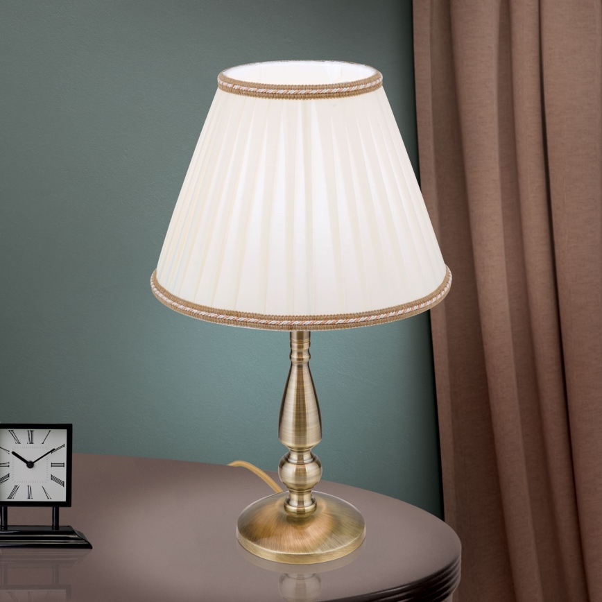 Stolná lampa TONIA 1xE27/60W/230V pr. 30 cm biela/bronz