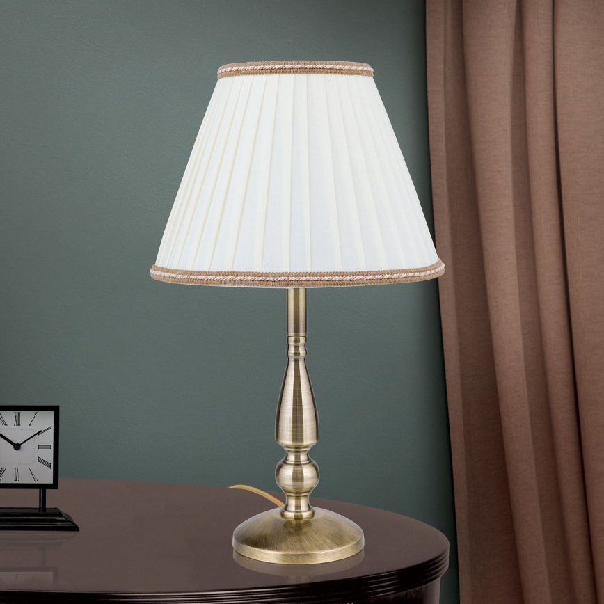 Stolná lampa TONIA 1xE27/60W/230V pr. 30 cm biela/bronz