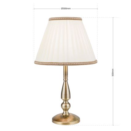 Stolná lampa TONIA 1xE27/60W/230V pr. 30 cm biela/bronz