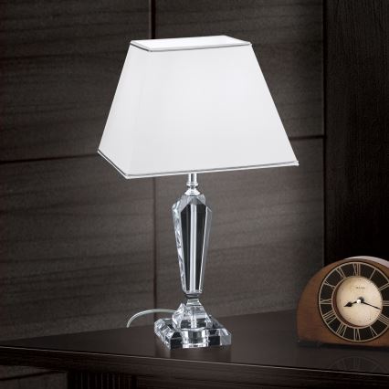 Krištáľová stolná lampa VERONIQUE 1xE27/60W/230V biela/číra
