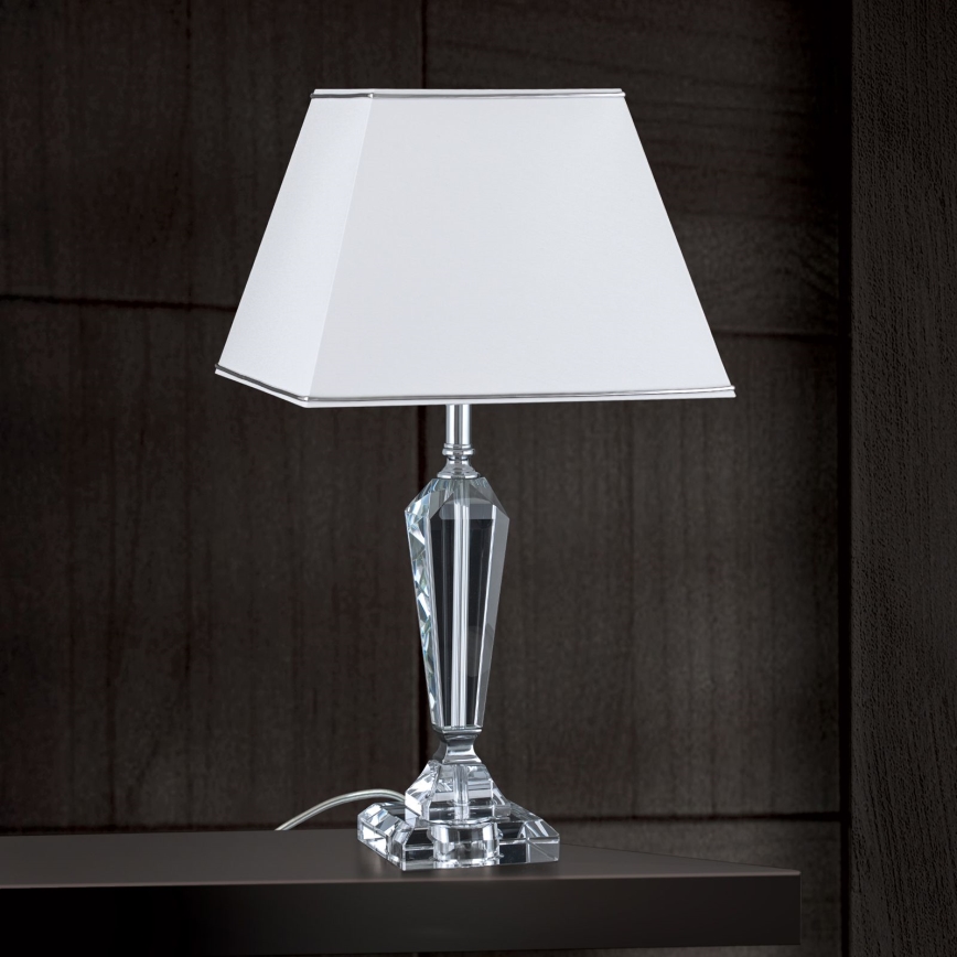 Krištáľová stolná lampa VERONIQUE 1xE27/60W/230V biela/číra
