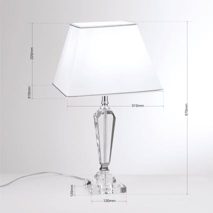 Krištáľová stolná lampa VERONIQUE 1xE27/60W/230V biela/číra