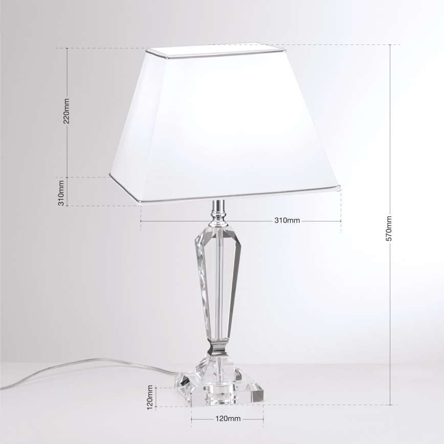 Krištáľová stolná lampa VERONIQUE 1xE27/60W/230V biela/číra