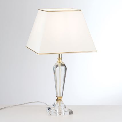 Krištáľová stolná lampa VERONIQUE 1xE27/60W/230V krémová/číra