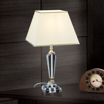 Krištáľová stolná lampa VERONIQUE 1xE27/60W/230V krémová/číra