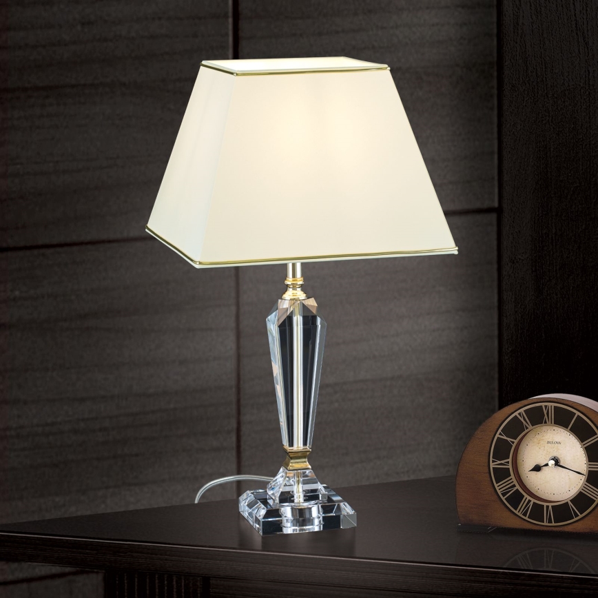 Krištáľová stolná lampa VERONIQUE 1xE27/60W/230V krémová/číra
