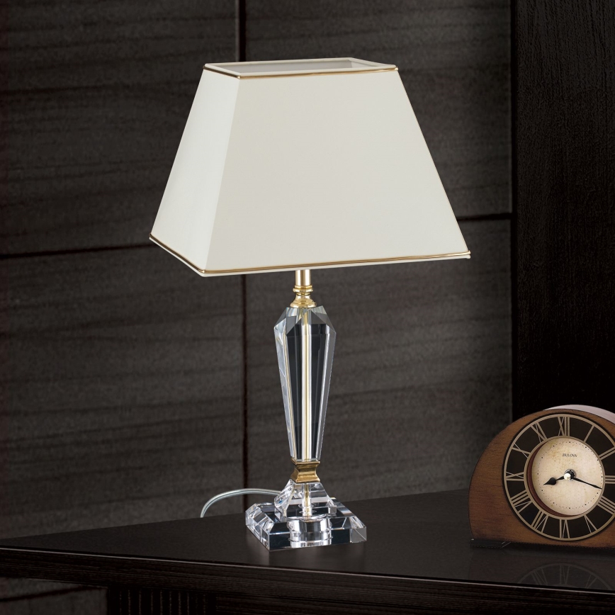 Krištáľová stolná lampa VERONIQUE 1xE27/60W/230V krémová/číra