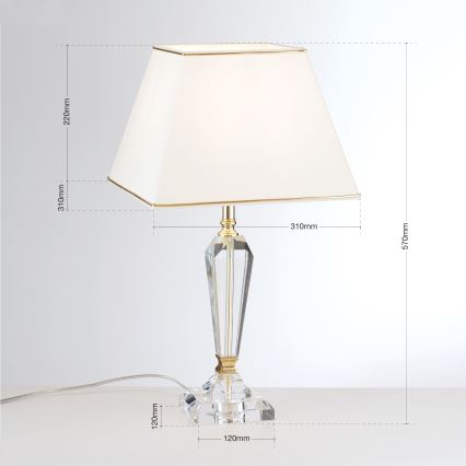 Krištáľová stolná lampa VERONIQUE 1xE27/60W/230V krémová/číra