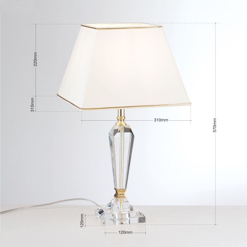 Krištáľová stolná lampa VERONIQUE 1xE27/60W/230V krémová/číra