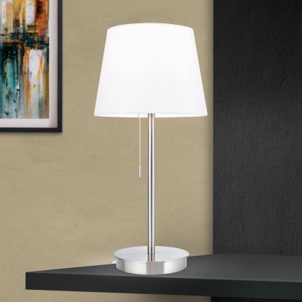 Stolná lampa s USB portom LUDWIG 1xE27/40W/230V 50 cm biela/matný chróm