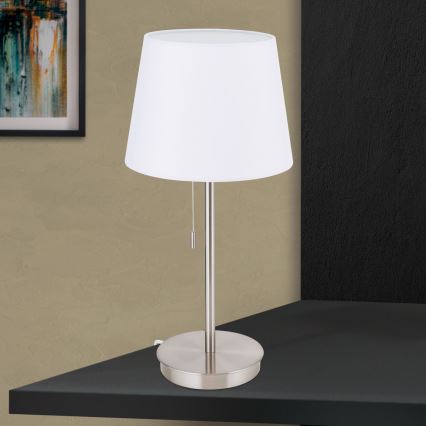 Stolná lampa s USB portom LUDWIG 1xE27/40W/230V 50 cm biela/matný chróm