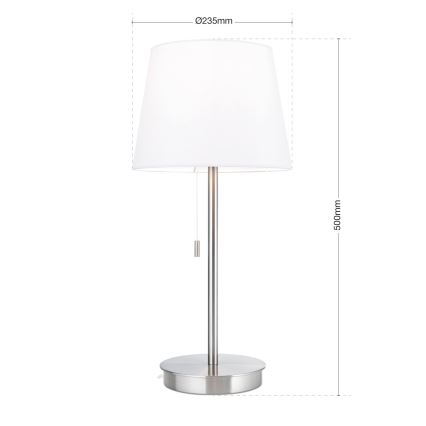 Stolná lampa s USB portom LUDWIG 1xE27/40W/230V 50 cm biela/matný chróm